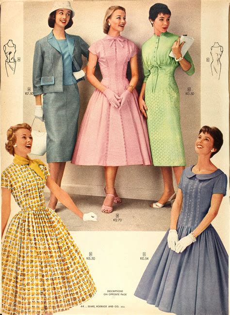 1950-60 fashion|1950s fashion catalogues.